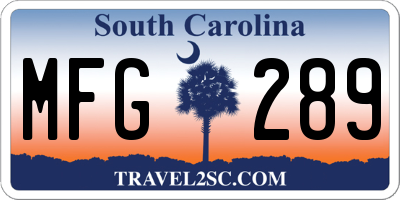 SC license plate MFG289
