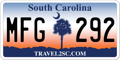SC license plate MFG292