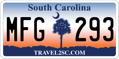 SC license plate MFG293