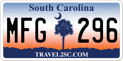 SC license plate MFG296