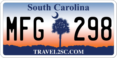 SC license plate MFG298