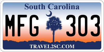 SC license plate MFG303