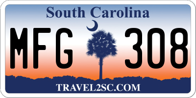 SC license plate MFG308