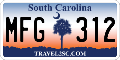 SC license plate MFG312