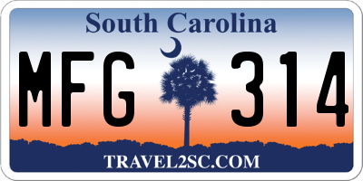 SC license plate MFG314