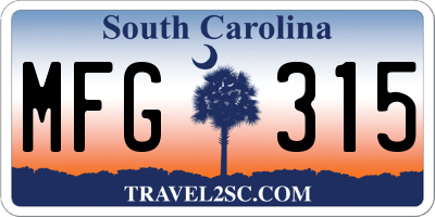 SC license plate MFG315