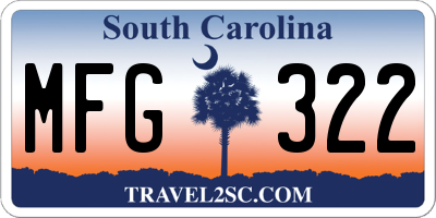 SC license plate MFG322