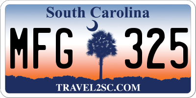 SC license plate MFG325