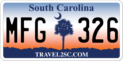SC license plate MFG326