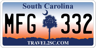 SC license plate MFG332