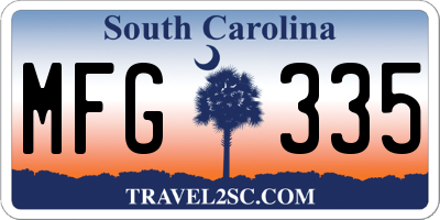 SC license plate MFG335