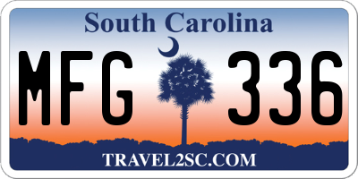 SC license plate MFG336