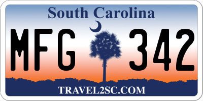 SC license plate MFG342
