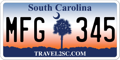 SC license plate MFG345