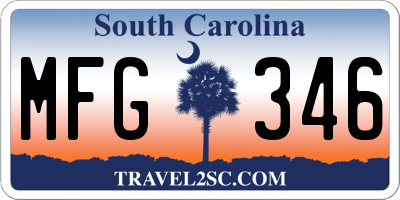 SC license plate MFG346