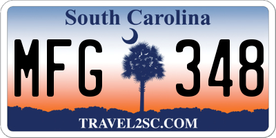 SC license plate MFG348