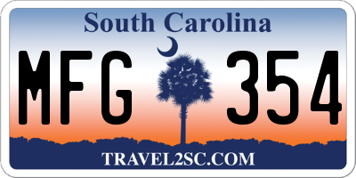 SC license plate MFG354