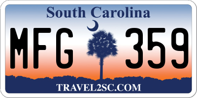 SC license plate MFG359