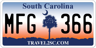 SC license plate MFG366