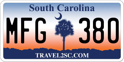 SC license plate MFG380