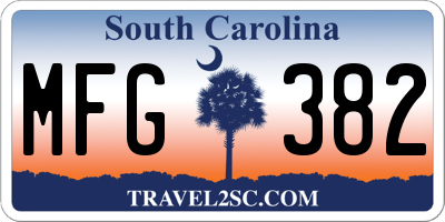 SC license plate MFG382