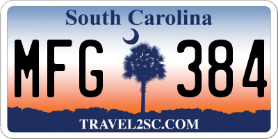 SC license plate MFG384