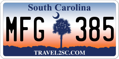 SC license plate MFG385