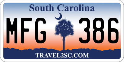 SC license plate MFG386