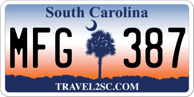 SC license plate MFG387