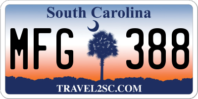 SC license plate MFG388