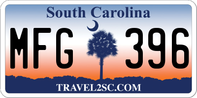 SC license plate MFG396
