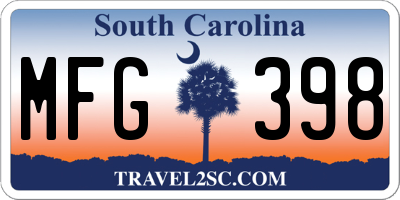 SC license plate MFG398