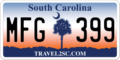 SC license plate MFG399