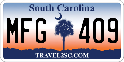 SC license plate MFG409