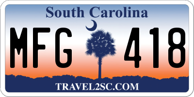 SC license plate MFG418