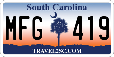 SC license plate MFG419