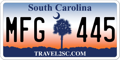 SC license plate MFG445