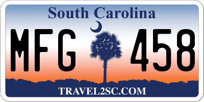 SC license plate MFG458