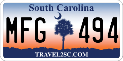 SC license plate MFG494