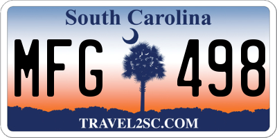 SC license plate MFG498