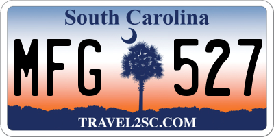 SC license plate MFG527