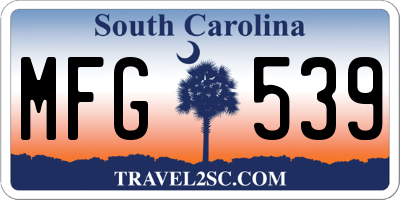 SC license plate MFG539