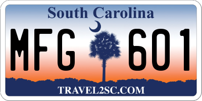 SC license plate MFG601