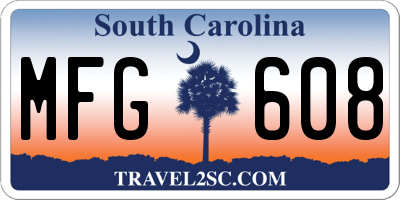 SC license plate MFG608