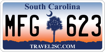 SC license plate MFG623