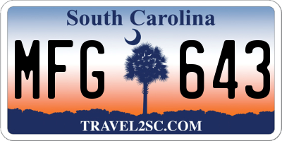 SC license plate MFG643