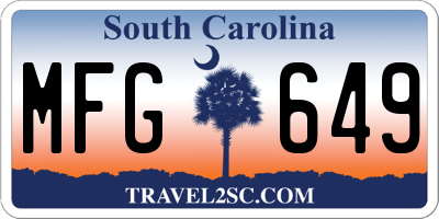 SC license plate MFG649