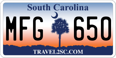 SC license plate MFG650