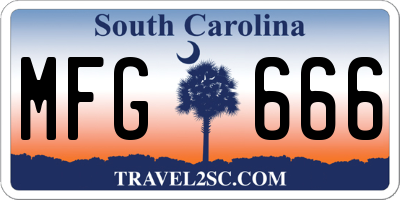 SC license plate MFG666