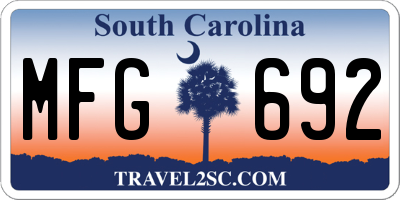 SC license plate MFG692